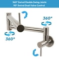 thumbnail image 4 of Besdor Brushed Nickel Pot Filler Faucet, Wall Mount, 304 Food Grade Stainless Steel, Single Hole Dual Handles Folding Kitchen Faucet, 360 Swivel Joint, 4 of 8