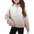 thumbnail image 2 of Viluyesy Fleece Sweatshirt for Girls, Zip-Up Stand-Up Collar Loose Fit Long Sleeve Fall Winter Pullover Tops Khaki 13T, 2 of 5