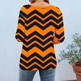 thumbnail image 4 of Plus Size T-Shirts Womens 3/4 Sleeve Polka Dots Print Crew Neck Graphic Tees Base Casual Summer Tops (3XL, Orange|Wave), 4 of 6
