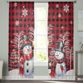 thumbnail image 4 of Sheer Curtains 63 Inches Long, Christmas Buffalo Red Black Snowflake Light Filtering Window Curtains for Living Room, Plaid Snowman, Rod Pocket Voile Sheer Curtain Drapes, 52"W x 63"L, 2 Panels, 4 of 9