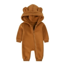 Qlbmong Toddler Baby Clothes Newborn Hooded Infant Fleece Rompers Comfy Cotton Unisex Clothes Winter