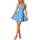 thumbnail image 1 of Vestido de mujer Inspire Chic con escote corazón, sin tirantes, con cremallera, mini y de corte acampanado, color azul denim, talla M, 1 of 6