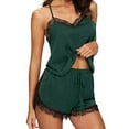 thumbnail image 2 of ICHUANYI Women Sleepwear Sleeveless Strap Nightwear Lace Trim Satin Cami Top Pajama Sets, 2 of 8