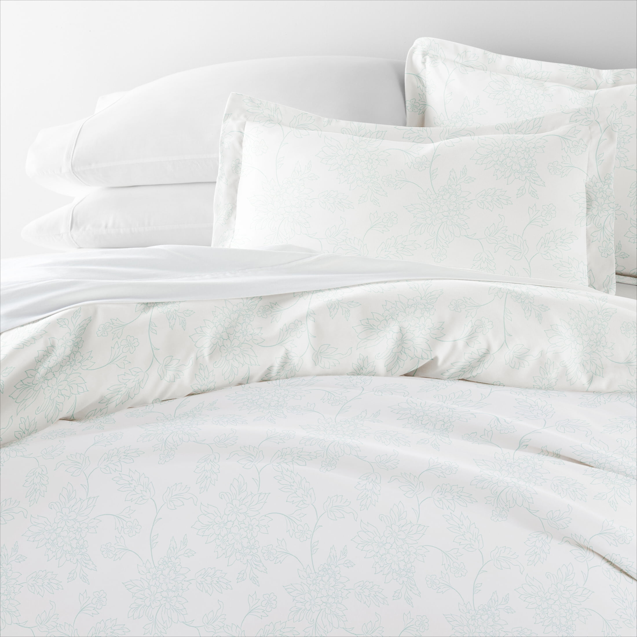 Noble Linens Aqua Vine Pattern 3-Piece Duvet Cover Set, King/Calking