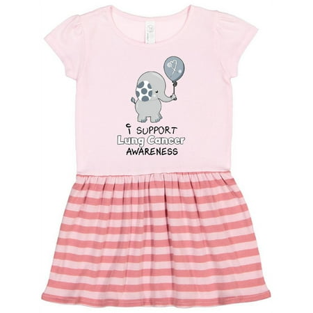 

Inktastic I Support Lung Cancer Awareness- elephant with balloon Gift Toddler Girl Dress