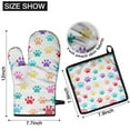 thumbnail image 6 of Colorful Dog Paw Footprint Kitchen Oven Mitt and Pot Holder Sets 2 Pcs for Baking, Cooking and Grilling, Heat Resistant Up To 392 °F, 6 of 7