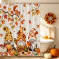 thumbnail image 5 of Orange Gnomes Fall Shower Curtains for Bathroom, Pumpkins Maple Leaf Thanksgiving Waterproof Fabric Shower Curtain, Decorative Bathroom Curtain for Bathtub, 72"x84", No Hooks Included, 5 of 9