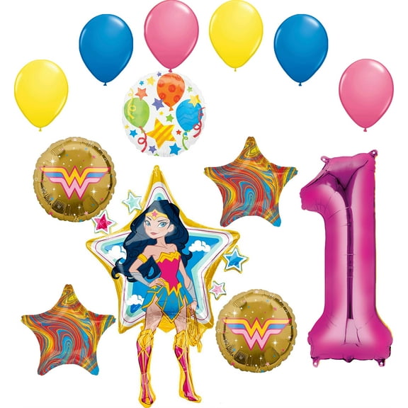 Wonder Woman 1st Birthday Party Supplies Balloon Bouquet Decorations