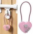 thumbnail image 2 of 3 Digit Combination Lock with Steel Cable, 3.54X1.57" Heart Shaped Anti-Theft Password Padlock, Mini Combo Lock with Code, Cute Small Lock for Luggage Backpack Zipper Bag Drawer Gym Locker Storage, 2 of 4