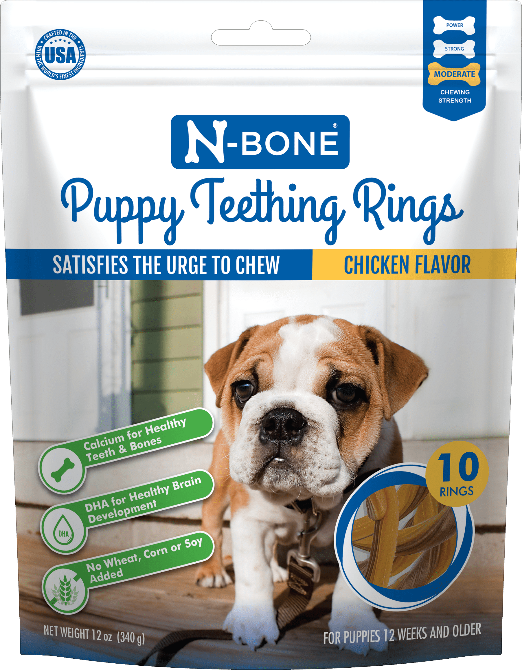 N-Bone® Puppy Teething Rings Chicken Flavor, 10 Treats, 12oz, Dried Chew Treats for Dogs