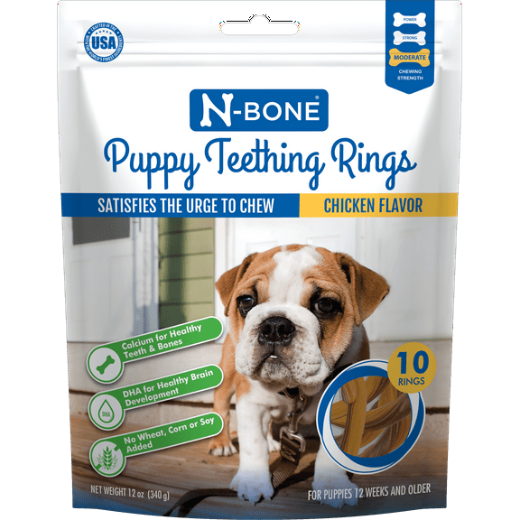 N-Bone® Puppy Teething Rings Chicken Flavor, 10 Treats, 12 oz, Dried Chew Treats for Dogs
