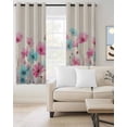 thumbnail image 2 of Blue Pink Flowers Blackout Curtains for Bedroom Living Room Darkening Curtains 54 Inch Long Spring Garden Floral Rustic Burlap Short Curtain for Small Window Treatment Grommet Drapes 42"x54"x2, 2 of 9