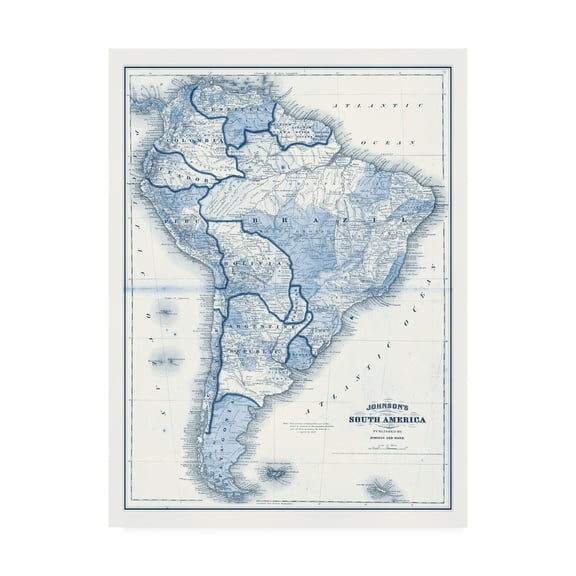 Trademark Fine Art 'South America in Shades of Blue' Canvas Art by Vision Studio