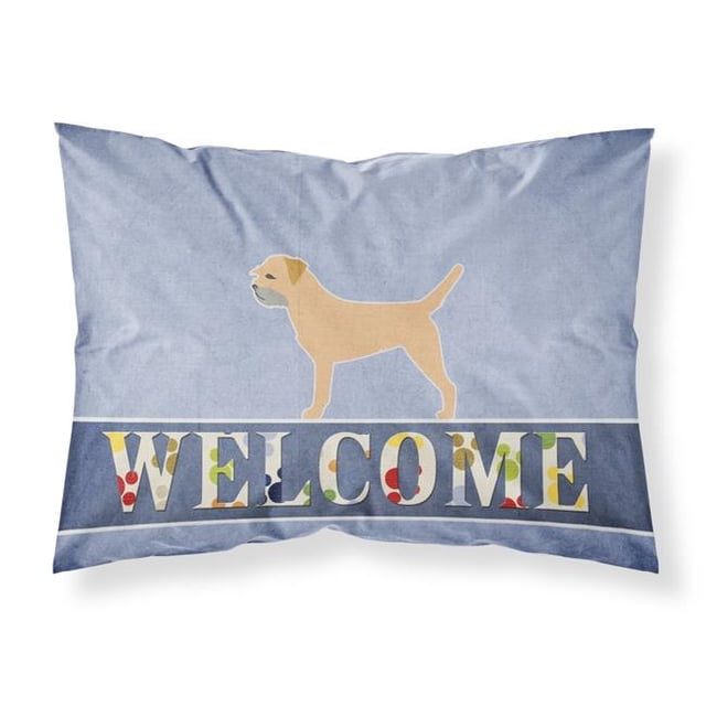 Carolines Treasures BB5493PILLOWCASE Border Terrier Welcome Fabric Standard Pillowcase