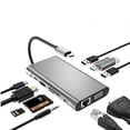 thumbnail image 1 of Concentrador USB tipo C a HDMI 4K, adaptador VGA, RJ45, LAN, Ethernet, SD, TF, USB-C 3.0, conector de 3,5 mm, audio y vídeo para MacBook Pro OTG, 1 of 5