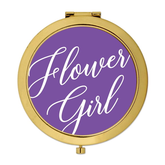 Koyal Wholesale Gold Compact Mirror Flower Girl Wedding Gift, Royal Purple, 1-Pack