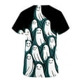 thumbnail image 5 of AGWOLF Ghost Print Scrub Tops for Women Halloween Costume V Neck Short Sleeve Tee Shirts Nursing Work Uniform Holiday Tops with Pockets, 5 of 5
