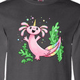 thumbnail image 4 of Inktastic Axolotl Unicorn with Rainbow Tail, Bubbles and Seaweed. Long Sleeve T-Shirt, 4 of 5