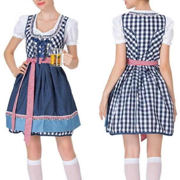 Vestido de poliéster con estampado bordado para mujer, para festivales, cosplay y sirvientas