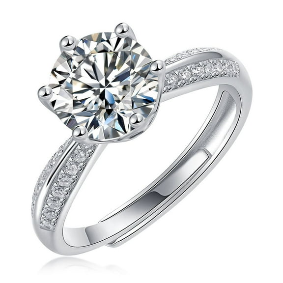Adjustable 5 Carat Moissanite Ring for Women 925 Sterling Silver Moissanite Diamond Ring Moissanite Engagement Rings for Women Lab Grown Diamond Wedding Rings Women's Promise Rings