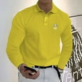 thumbnail image 6 of Men's  AIGCDTG Pattern Design Long Sleeve Casual Solid Golf Polo Shirt 11 Colors, 6 of 11