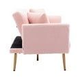 thumbnail image 4 of Convertible Loveseat Sofa, Modern Teddy Fabric Upholstered Leisure Accent Sofa Couch with Adjustable Backrest and Metal Feet, Folding Futon Sofa Sleeper Bed for Living Room Bedroom Office, Pink, 4 of 7