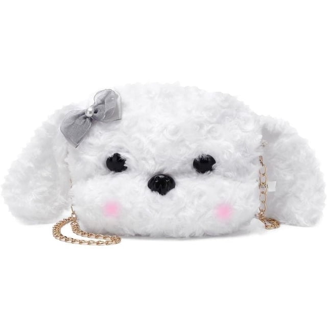Monedero Kawaii para mujer, lindo bolso de animales para niñas, bolso de felpa esponjoso, bolso de hombro tipo bandolera con correa de cadena