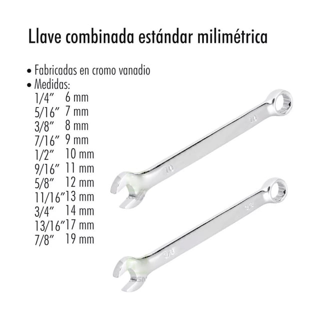 Juego de Llaves 11 Llaves Lion Tools Combinada