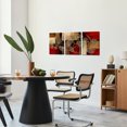 thumbnail image 3 of Visual Art Decor 3-Piece 12x16 Inch Red and Gold Wall Art Minimalist Painting Geometric Abstract Ginkgo Biloba Leaf Framed Vintage Canvas Wall Art, 3 of 5