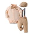 thumbnail image 4 of Lovzfmll 4-Piece Boy's Set, Polka Dot Bodysuit & Bib Pants & Hat & Bow Tie, Formal Wear for Toddler, 6-12 Months, 4 of 6