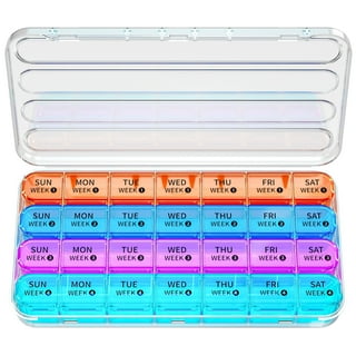AUVON 4 Pack Small Pill Organizer for Purse or Pocket, Travel Small Pill  Box in 4-Color with 12 DIY Sticky Notes, Large Storage Daily Cute Pill Case