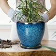 thumbnail image 4 of 10 Inch Ceramic Planter Pot round Plant Pot for Indoor Plants Outdoor Large Flower, 4 of 8