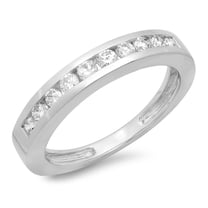 0.50 Carat (ctw) 18K White Gold Round Cut Diamond Ladies Stackable Anniversary Wedding Band 1/2 CT