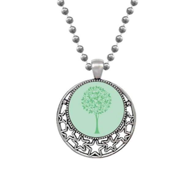 Hojas de arbol flor verde redondo Collares Colgante Retro Moon Stars Jewelry Unbranded M