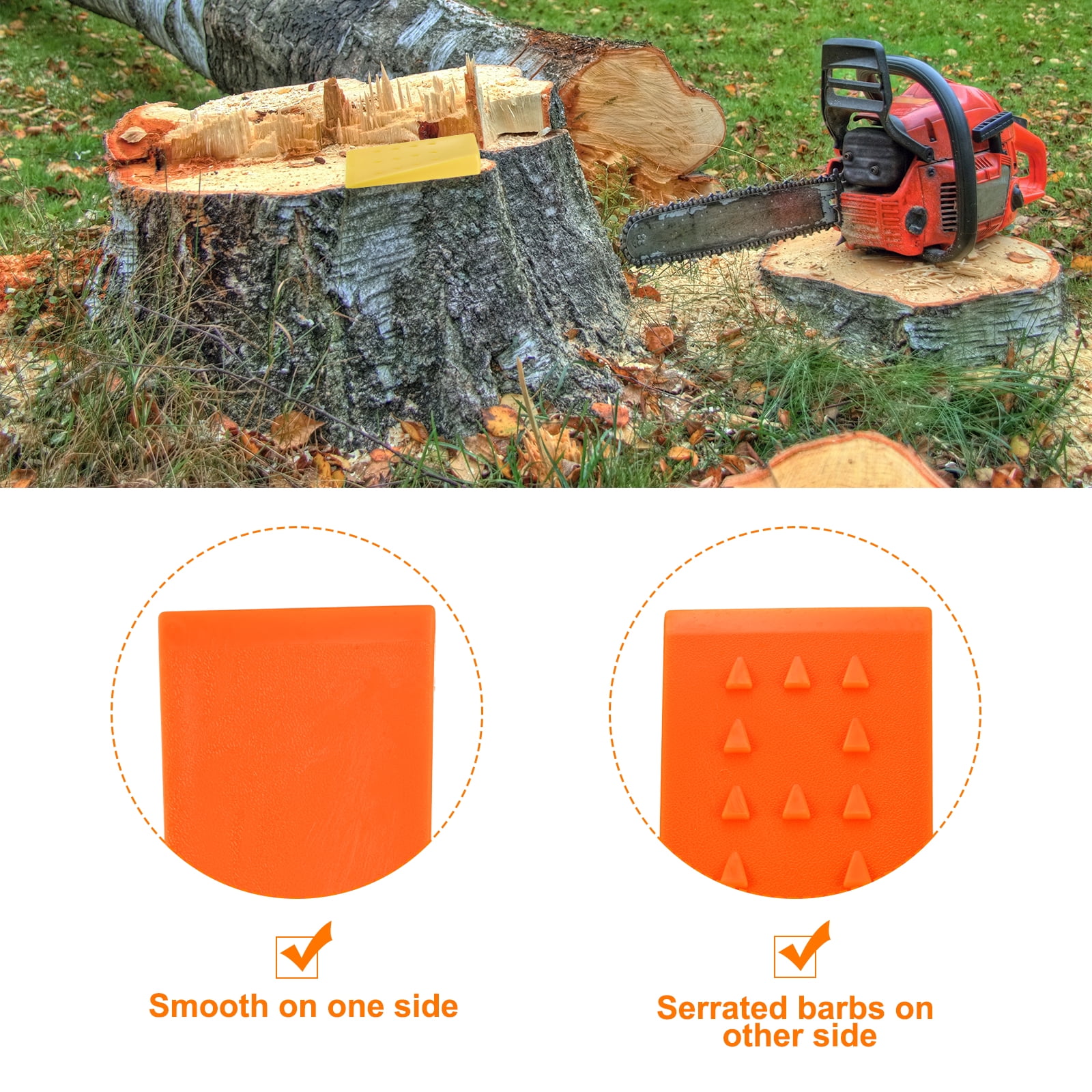 2Pcs Felling Wedges Tree Cutting 20" Chainsaw Plastic, Orange