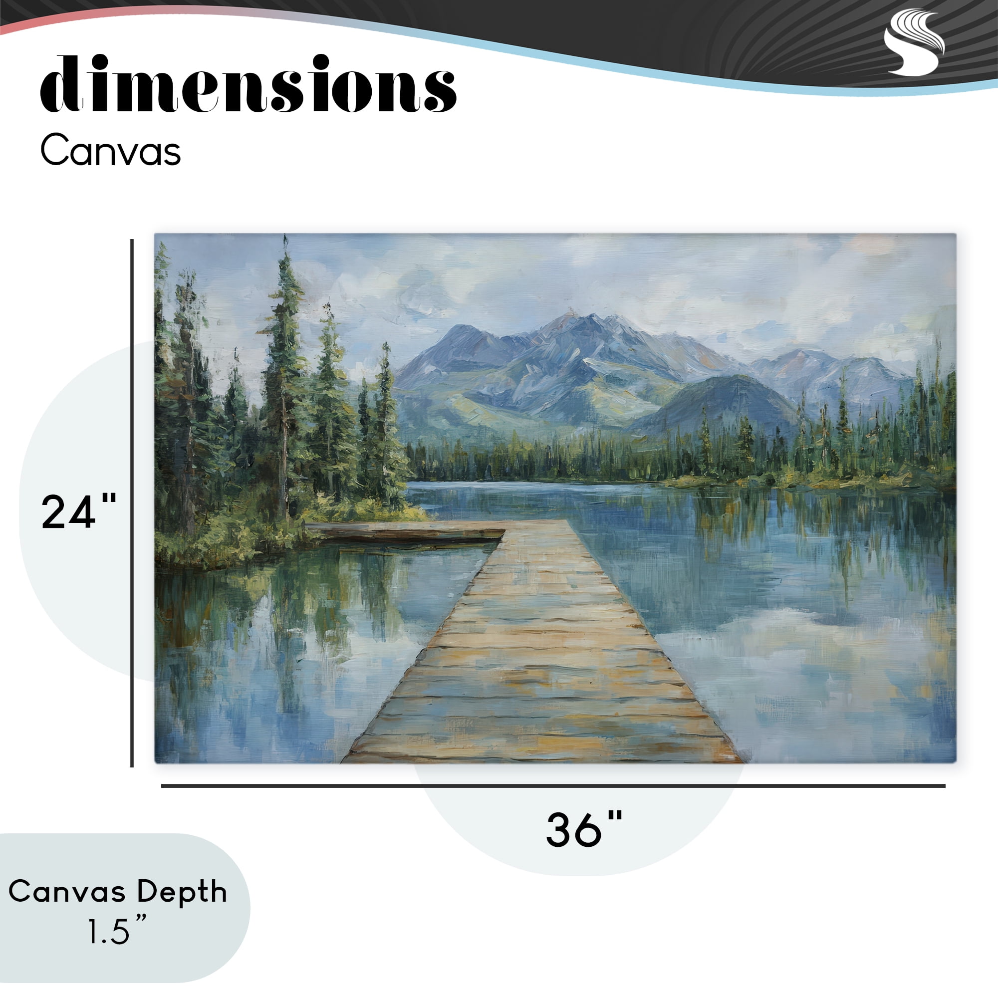Stupell Industries Peaceful Lake Dock in the Mountains Canvas Wall Art, design by Petal Prints Design