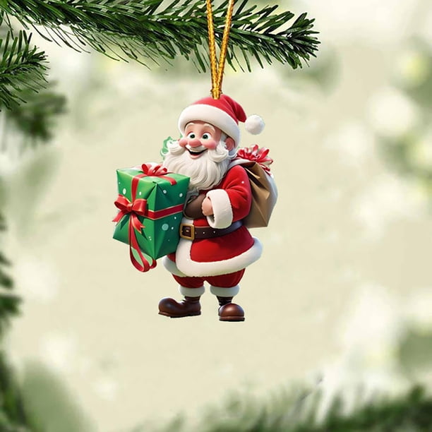 Colgante Plano de Acrílico Navideño, Colgante de Coche Navideño, Adorno para Árbol de Navidad