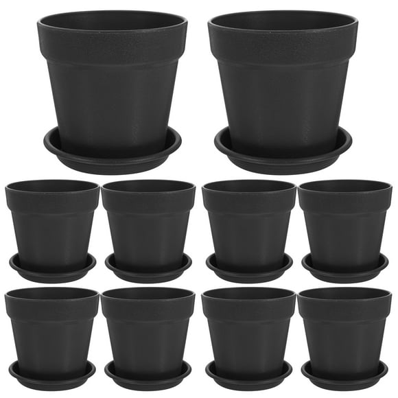 10 Sets of Durable Plastic Planter Plastic Nursery Pot Simulation Pottery Pot Desktop Bonsai Pot with Tray