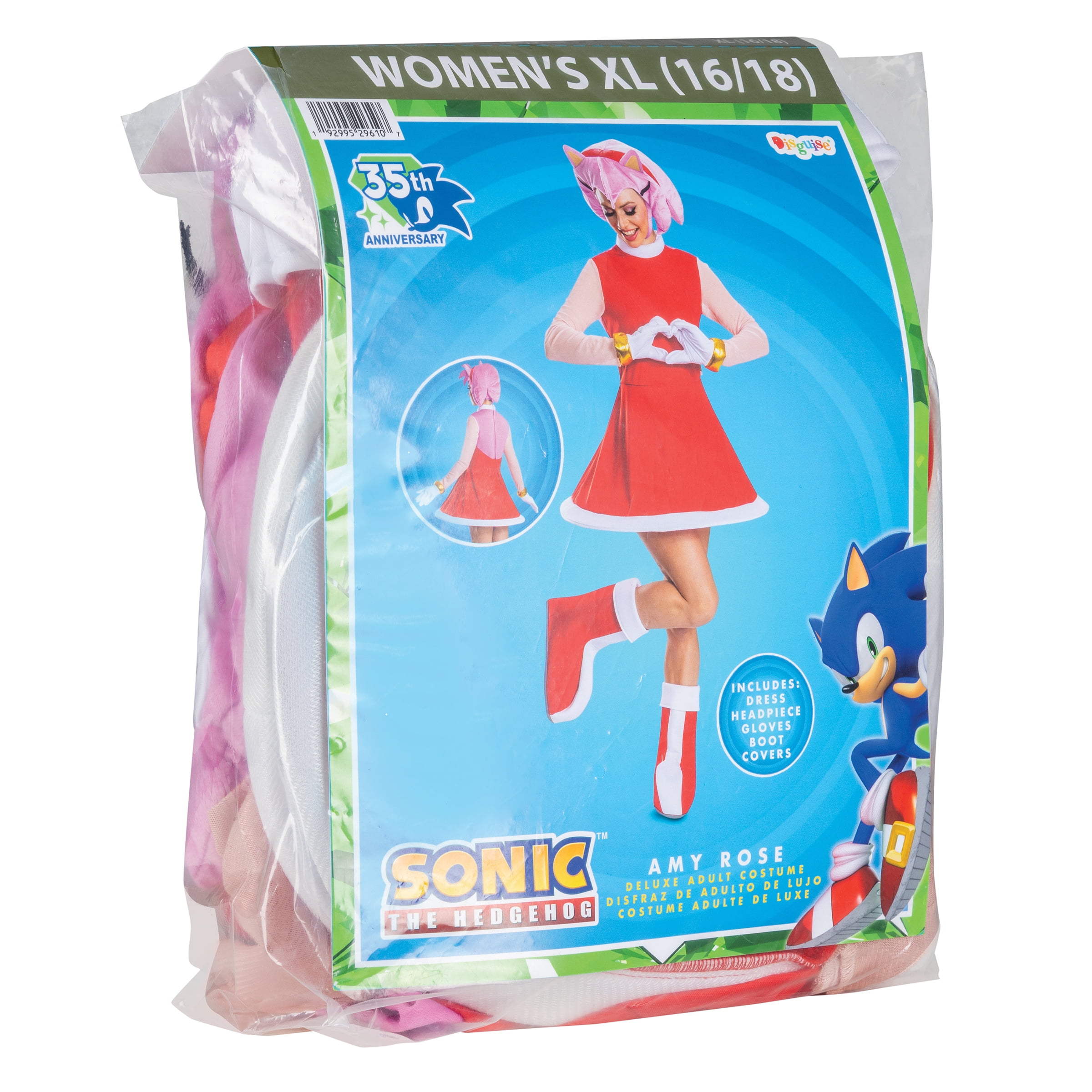 Sega Sonic The Hedgehog Amy Rose Halloween Costume for Adults, Womens Size XL (16/18), by Disguise