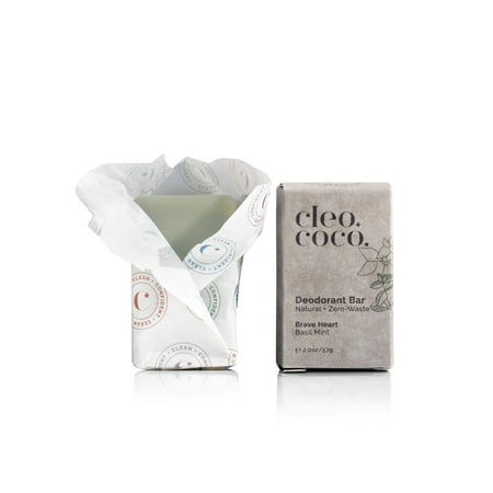 Deodorant BAR Zero-Waste - Brave Heart  Basil Mint 2.0 oz