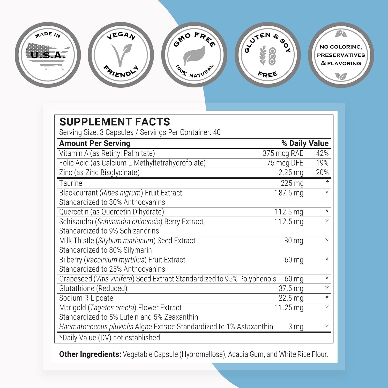 SuperSmart OptiVision (Advanced Formula) - with Bilberry Extract, Black Currant, Lutein, Zeaxanthin, Astaxanthin - Eyes Supplement | Non-GMO & Gluten Free - 120 Vegetarian Capsules