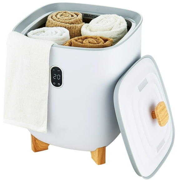 KFFKFF Rangement Chauffant pour Serviettes 25 L, Bac de Réchauffement pour Serviettes avec Deux Réglages de Chaleur, Arrêt Automatique en 20/40/60/90 Minutes, Piliers de Chaleur sous-Jacents, Écran LED, Chauffe-Serviettes Spacieux