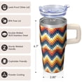 thumbnail image 3 of 20oz Geometric Texture Stainless Steel Travel Mug, Double Wall Insulated Tumbler with Handle Leak Proof Lid and Straw, 3 of 5