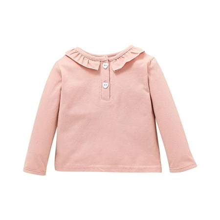 

Dadaria Toddler Fall Outfits 3-24Months Toddler Kids Baby Girls Fashion Cute Long Sleeve Solid Color Ruffles Casual Top Bottoming Shirt Pink 3-6 Months Toddler