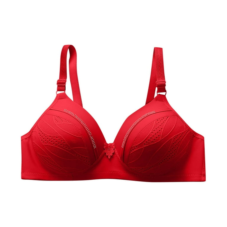 RYRJJ Womens Push Up Shaping Wireless Bra No Underwire Comfortable Bras  Adjustable Straps Unpadded Deep Cup Bralette Everyday Bras(Red,XL)