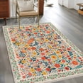 thumbnail image 2 of Area Rugs for Living Room Bedroom, Boho Beige Flowers 4'x6' Rug Washable Carpet Runner Indoor Outdoor, Spring Abstract Watercolor Floral Leaf Non Slip Accent Floor Mats Rug for Kitchen, Office, 2 of 8
