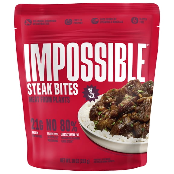 Impossible Foods Steak Bites Meat from Plants, Fully Cooked, 10 oz