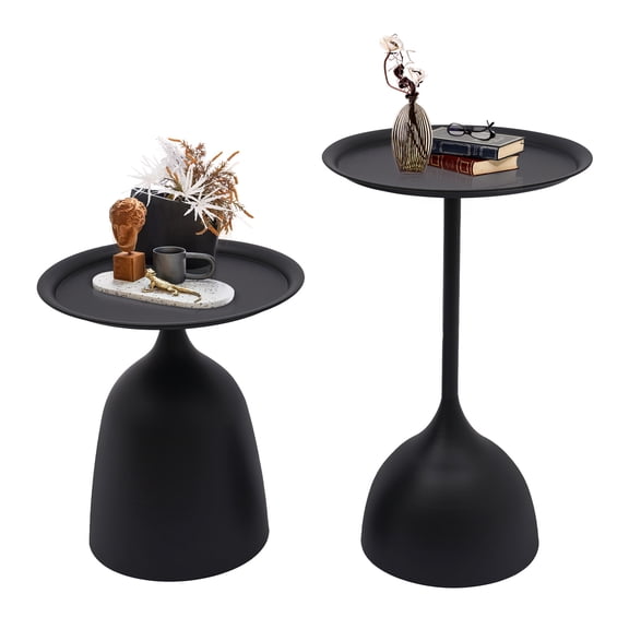 Modern Side Tables Nesting Tables, Black Round Coffee Side Table Set, Table Bedside Set, Sofa & Console Table for Living Room Balcony Home
