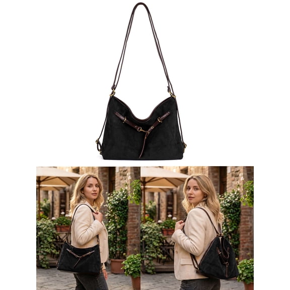 LAVA Tote Bag For Women Large Capacity Designer Luxury Trendy Shopping Shoulder Crossbody Bag (Black)