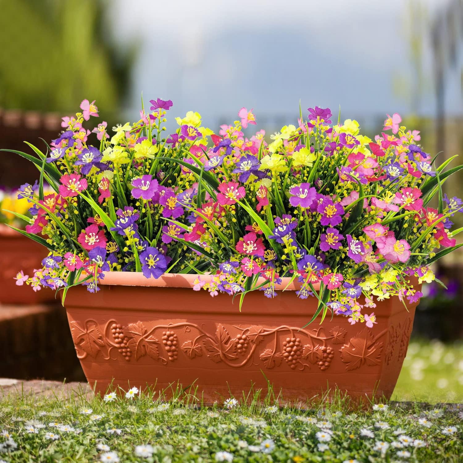 10 Bundles Artificial Flowers Outdoors UV Resistant Fake Plants Outside Faux Plastic Silk Floral for Home Indoor Porch Boxes Garden Decoration (Multicolor)